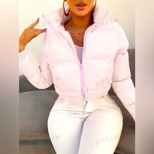 Shein Essence Solid Zip Front Puffer Coat